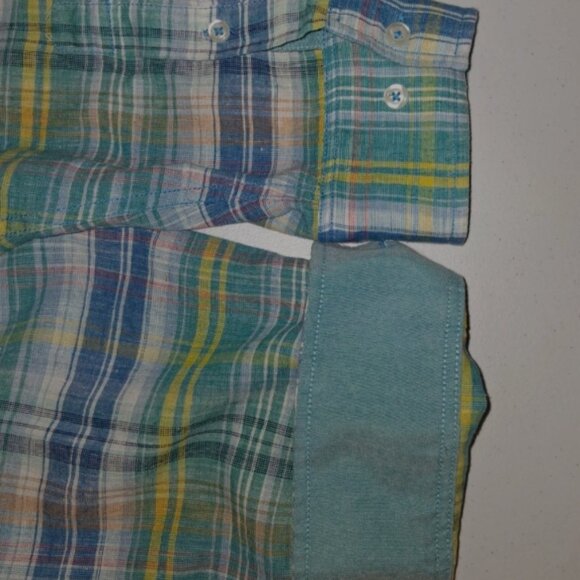Tommy Bahama Shirt Mens XXXL Island Zone Linen Plaid Reverse Print Flip Cuff - Picture 8 of 10